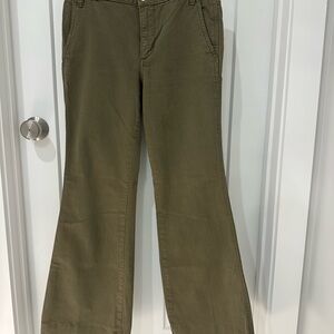 Tory Burch Olive Green Flare Wide-Leg Jeans